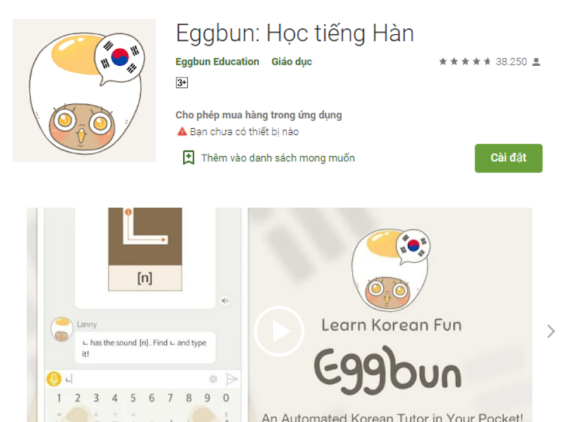 Eggbun - Tiếng Hàn online cùng gia sư chatbot Lanny